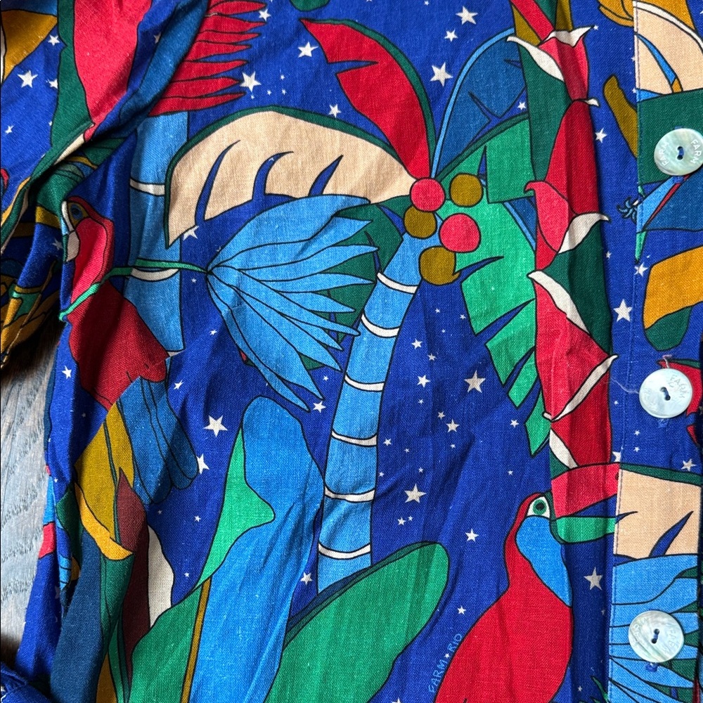 NWT FARM Rio Blue Tropical Print Jumpsuit Romper SIZE SMALL WOMEN - Picture 7 of 16